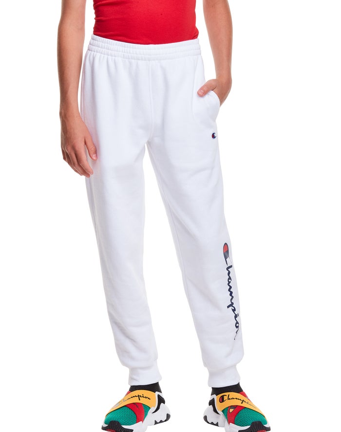 Champion Fleece Script Logo Erkek Çocuk Joggers Beyaz ( MPOEXQ493 )